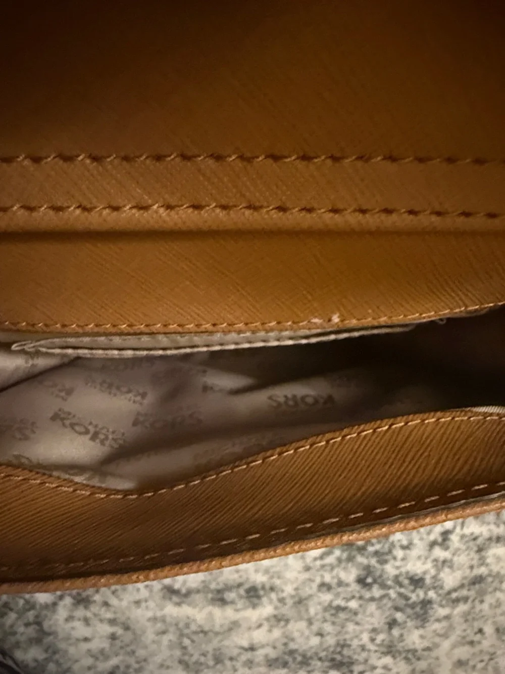 Michael Kors Cognac Saffiano Leather Tote with Front Pocket - Picture 15 of 16